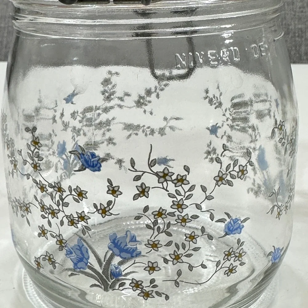 ARC France Glass Canister Heartland Farm Scene Set 2 3/4L Clear Clamp Lid Jar